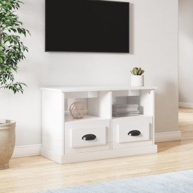 Mueble de TV madera contrachapada blanco brillo 80x35x50 cm