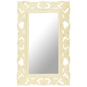 Handgeschnitzter Spiegel aus massivem weißem Mangoholz 80x50 cm von vidaXL, Spiegel - Ref: Foro24-321642, Preis: 80,54 €, Rab...