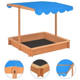 Arenero con techo ajustable de madera de abeto 115x115x115 cm de vidaXL, Cajones de arena - Ref: Foro24-316473, Precio: 114,6...