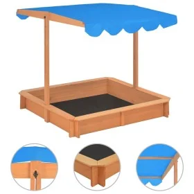 Sandkasten mit verstellbarem Tannenholzdach 115x115x115 cm von vidaXL, Sandkästen - Ref: Foro24-316473, Preis: 99,58 €, Rabat...