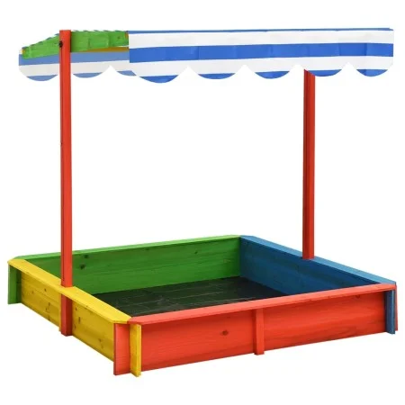 Kindersandkasten mit verstellbarem Dach, mehrfarbiges Tannenholz UV50 von vidaXL, Sandkästen - Ref: Foro24-316475, Preis: 104...