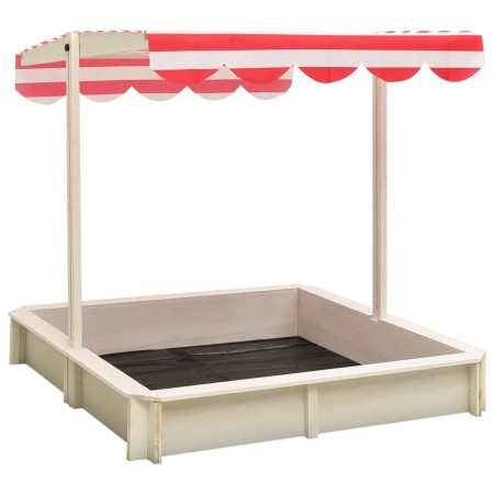 Sandkasten mit verstellbarem Dach aus weißem und rotem Tannenholz UV50 von vidaXL, Sandkästen - Ref: Foro24-316476, Preis: 95...