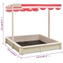 Sandkasten mit verstellbarem Dach aus weißem und rotem Tannenholz UV50 von vidaXL, Sandkästen - Ref: Foro24-316476, Preis: 95...