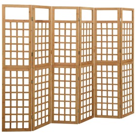 Biombo/Enrejado de 6 paneles madera de abeto 242,5x180 cm