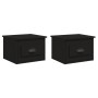Mesitas de noche de pared 2 uds negra 41,5x36x28 cm