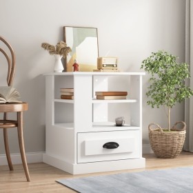 Mesa auxiliar madera contrachapada blanco 50x50x60 cm Mesa auxiliar madera contrachapada blanco 50x50x60 cm