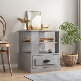 Mesa auxiliar madera contrachapada gris hormigón 50x50x60 cm Mesa auxiliar madera contrachapada gris hormigón 50x50x60 cm