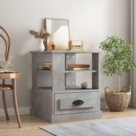 Mesa auxiliar madera contrachapada gris hormigón 50x50x60 cm Mesa auxiliar madera contrachapada gris hormigón 50x50x60 cm