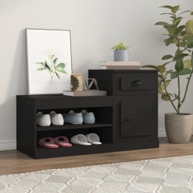 Mueble zapatero madera contrachapada negro 100x42x60 cm Mueble zapatero madera contrachapada negro 100x42x60 cm