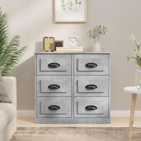 Aparador de madera contrachapada gris hormigón 70x35,5x67,5 cm Aparador de madera contrachapada gris hormigón 70x35,5x67,5 cm