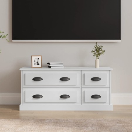 Mueble de TV madera contrachapada blanco brillo 100x35,5x45 cm en Muebles TV | Comprar online en Foro24