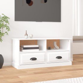 Mueble de TV madera contrachapada blanco brillo 93x35,5x45 cm Mueble de TV madera contrachapada blanco brillo 93x35,5x45 cm