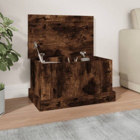 Baúl almacenaje madera contrachapada roble ahumado 50x30x28 cm Baúl almacenaje madera contrachapada roble ahumado 50x30x28 cm