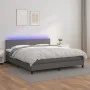 Cama box spring colchón y LED cuero sintético gris 160x200 cm de vidaXL, Camas y somieres - Ref: Foro24-3134115, Precio: 504,...