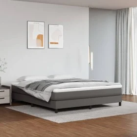 Box spring bed with gray synthetic leather mattress 160x200 cm by vidaXL, Beds and slatted bases - Ref: Foro24-3144271, Price...