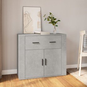 Aparador de madera contrachapada gris hormigón 80x33x70 cm