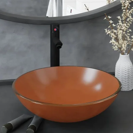 Spültischarmatur mit braunem Druckknopfstopfen aus gehärtetem Glas von vidaXL, Sinkt - Ref: Foro24-3098455, Preis: 90,90 €, R...