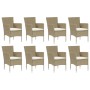 9-teiliges Gartenmöbel-Set mit beigen synthetischen Rattankissen von vidaXL, Gartensets - Ref: Foro24-3094990, Preis: 713,31 ...