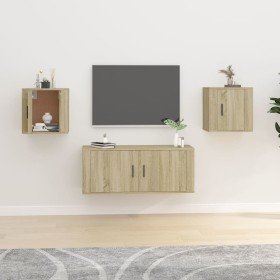 Muebles para TV de pared 2 uds roble Sonoma 40x34,5x40 cm