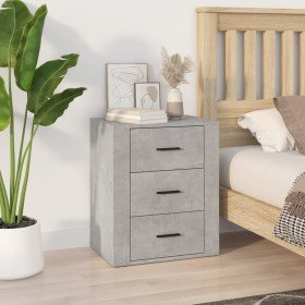 Mesita de noche madera contrachapada gris hormigón 50x36x60 cm Mesita de noche madera contrachapada gris hormigón 50x36x60 cm