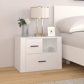 Mesita de noche madera contrachapada blanco 60x36x45 cm Mesita de noche madera contrachapada blanco 60x36x45 cm