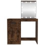 Tocador con LED madera contrachapada roble humo 90x50x132,5 cm