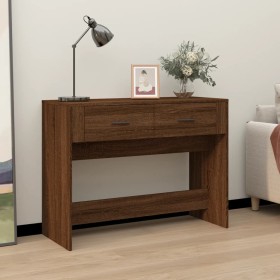 Mesa consola madera contrachapada roble marrón 100x39x75 cm