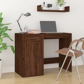 Escritorio de madera contrachapada marrón roble 100x49x75 cm Escritorio de madera contrachapada marrón roble 100x49x75 cm