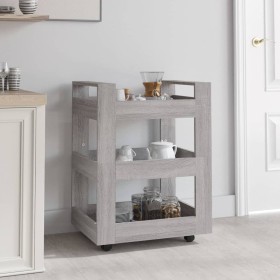 Carrito de cocina madera contrachapada gris Sonoma 60x45x80 cm