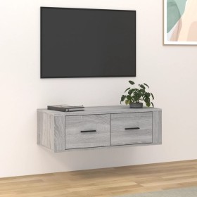 Mueble TV colgante madera contrachapada gris Sonoma 80x36x25 cm Mueble TV colgante madera contrachapada gris Sonoma 80x36x25 cm