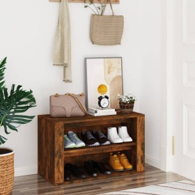 Mueble zapatero madera contrachapada roble ahumado 75x35x45 cm Mueble zapatero madera contrachapada roble ahumado 75x35x45 cm
