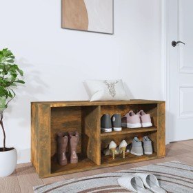 Mueble zapatero madera contrachapada roble ahumado 100x35x45 cm Mueble zapatero madera contrachapada roble ahumado 100x35x45 cm