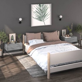 Mesita de noche de pared 2 unidades color gris Sonoma Mesita de noche de pared 2 unidades color gris Sonoma