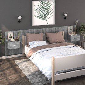 Mesita de noche de pared 2 unidades color gris Sonoma Mesita de noche de pared 2 unidades color gris Sonoma