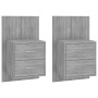 Mesita de noche de pared 2 unidades color gris Sonoma