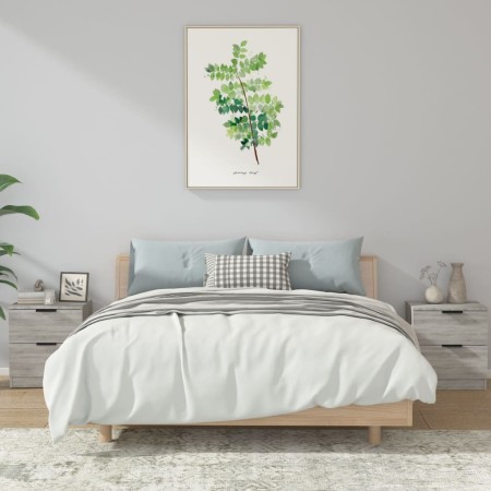 Mesitas de noche 2 uds madera contrachapada gris Sonoma