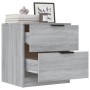 Mesitas de noche 2 uds madera contrachapada gris Sonoma