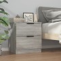 Mesitas de noche 2 uds madera contrachapada gris Sonoma