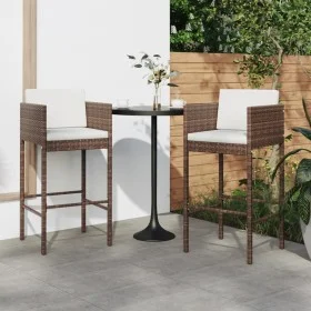 Taburetes de cocina con cojines 2 uds ratán sintético marrón by vidaXL, Garden chairs - Ref: Foro24-316656, Price: 119,45 €, ...