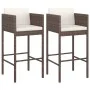 Taburetes de cocina con cojines 2 uds ratán sintético marrón by vidaXL, Garden chairs - Ref: Foro24-316656, Price: 119,45 €, ...