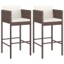 Taburetes de cocina con cojines 2 uds ratán sintético marrón by vidaXL, Garden chairs - Ref: Foro24-316656, Price: 121,71 €, ...