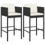 Küchenhocker mit Kissen 2 Stück schwarzes synthetisches Rattan von vidaXL, Gartenstühle - Ref: Foro24-316657, Preis: 119,79 €...
