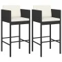 Taburetes de cocina con cojines 2 uds ratán sintético negro de vidaXL, Sillas de jardín - Ref: Foro24-316657, Precio: 118,60 ...