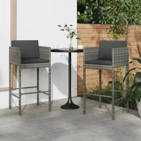 Taburetes de cocina con cojines 2 unidades ratán sintético gris de vidaXL, Sillas de jardín - Ref: Foro24-316658, Precio: 120...