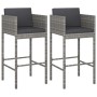 Küchenhocker mit Kissen 2 Einheiten synthetisches Rattangrau von vidaXL, Gartenstühle - Ref: Foro24-316658, Preis: 120,24 €, ...