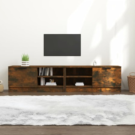 Muebles para TV 2 uds contrachapado roble ahumado 80x35x36,5 cm en Muebles TV | Comprar online en Foro24