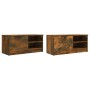 Muebles para TV 2 uds contrachapado roble ahumado 80x35x36,5 cm en Muebles TV | Comprar online en Foro24