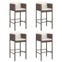 Taburetes de cocina con cojines 4 uds ratán sintético marrón de vidaXL, Sillas de jardín - Ref: Foro24-316659, Precio: 227,14...