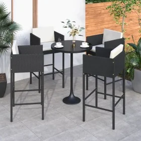 Kitchen stools with cushions 4 pcs black synthetic rattan by vidaXL, Garden chairs - Ref: Foro24-316660, Price: 222,10 €, Dis...