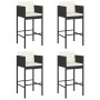 Kitchen stools with cushions 4 pcs black synthetic rattan by vidaXL, Garden chairs - Ref: Foro24-316660, Price: 224,75 €, Dis...